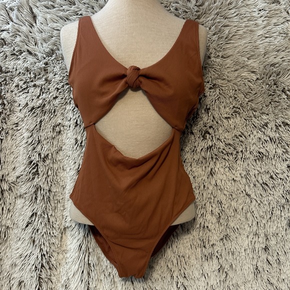 aerie Other - Brown Cutout One-Piece Swimsuit